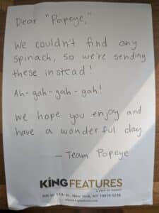 Caring Excellence thanks King Features for their kindness